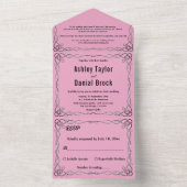 Elegant Eenvoudige Blush Roze Moderne Bloemen Brui All In One Uitnodiging (Binnen)