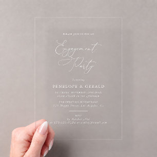 Elegant Eenvoudige Kalligrafie Verloving Feest Acryl Uitnodigingen