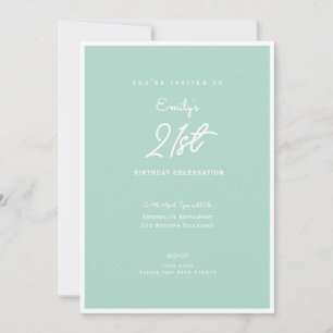 Elegant Eenvoudige Mint Moderne 21e Verjaardagsfee Kaart