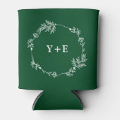 Elegant Eenvoudige Smaragd Groene Monogrammed Huwe Blikjeskoeler (Voorkant)