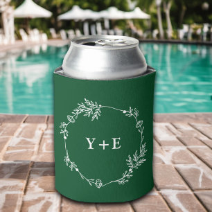 Elegant Eenvoudige Smaragd Groene Monogrammed Huwe Blikjeskoeler