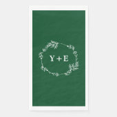 Elegant Eenvoudige Smaragd Groene Monogrammed Huwe Servet (Voorkant)