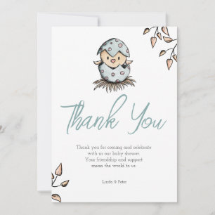 Elegant eenvoudige vogel Waterverf Baby shower Bedankkaart