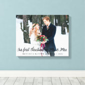 Elegant Eerste Kerstmis als de heer en mevrouw. Canvas Afdruk (Insitu (Houten vloer))