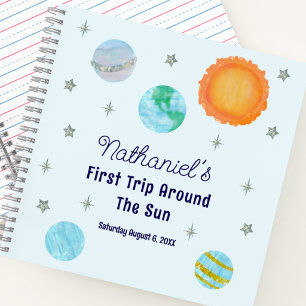 Elegant eerste reis jongens verjaardag gastenboek notitieboek