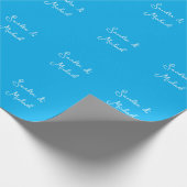 Elegant Effen Azureblauw Persoonlijk Aangepast Cadeaupapier (Hoek)