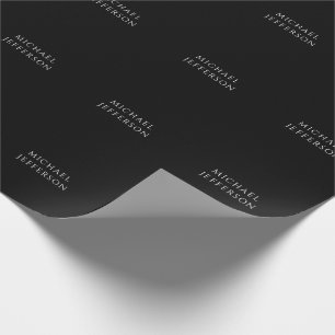Elegant Effen Zwart Wit Gepersonaliseerd Aangepast Cadeaupapier