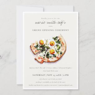 Elegant Egg Basil Pizza Café Grand Opening Invite Bedankkaart