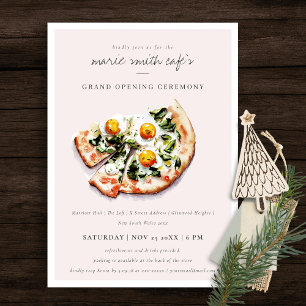 Elegant Egg Basil Pizza Café Grand Opening Invite Bedankkaart