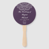 Elegant Eggplant Paisley Indian Wedding Programme Handwaaier (Voorkant)