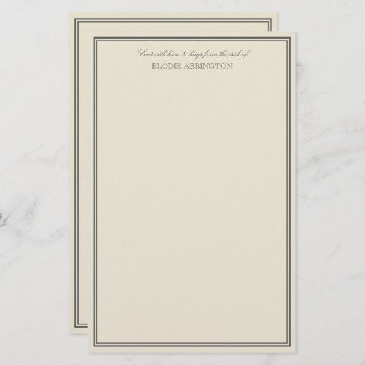 Elegant Eggshell verzonden met Love & Hugs Briefpapier (Voorkant / Achterkant)