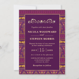 Elegant Egyptisch Patroon Gouden Trouwring Kaart