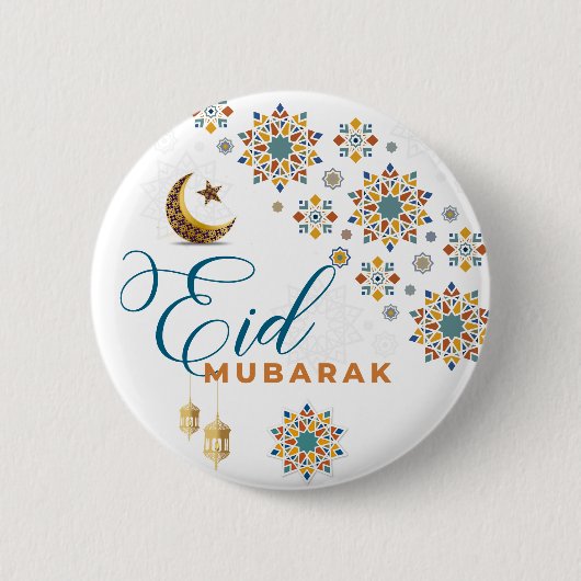 Elegant Eid Mubarak Arabische Kalligrafie Maan Ste Ronde Button 5,7 Cm (Voorkant)