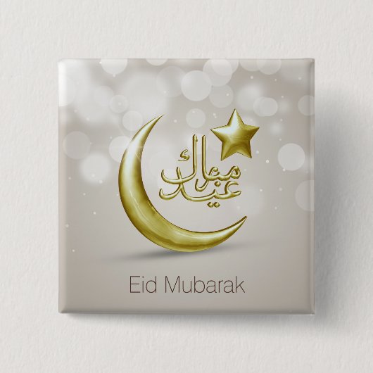 Elegant Eid Mubarak Gold Moon Star - Button (Voorkant)