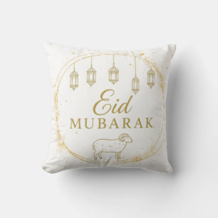 Elegant Eid Mubarak Gouden Lantaarn & Schapen Ontw Kussen