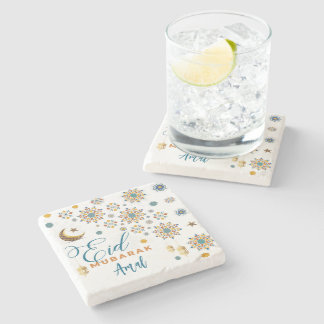 Elegant Eid Mubarak Kalligrafie Maan Stars Custom Stenen Onderzetter