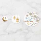 Elegant Eid Mubarak Kalligrafie Maan Sterren Confetti (Voorkanten)