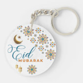 Elegant Eid Mubarak Kalligrafie Maan Sterren Sleutelhanger (Achterkant)