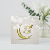 Elegant Eid Mubarak Lune Étoile Or - Invitation (Debout devant)