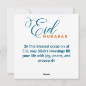Elegant Eid Mubarak Maan Sterren Feestdagenkaart (Achterkant)