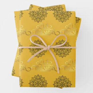 Elegant Eid Wrapping Paper_Mandala_Gold_Black Inpakpapier Vel
