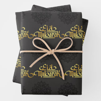 Elegant Eid Wrapping Paper Mandala Zwart & Goud