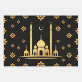 Elegant Eid Wrapping Papier – Zwart en Goud Inpakpapier Vel (Voorkant 3)