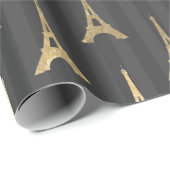 Elegant Eiffel Tower Frankrijk Geel zwart - Vertic Cadeaupapier (Rol Hoek)