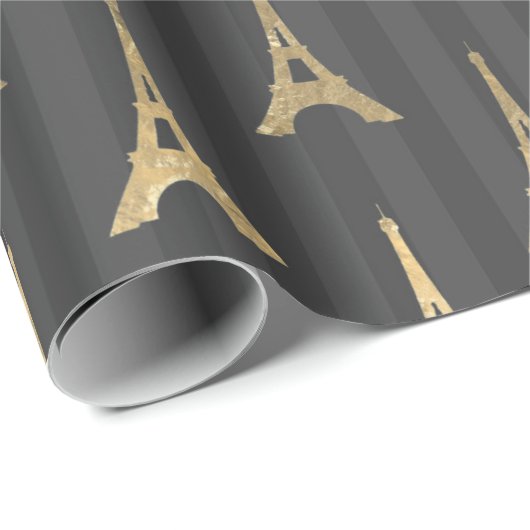 Elegant Eiffel Tower Frankrijk Geel zwart - Vertic Cadeaupapier (Rol Hoek)