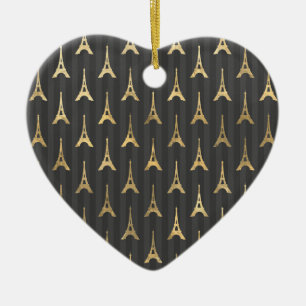 Elegant Eiffel Tower Frankrijk Geel zwart - Vertic Keramisch Ornament