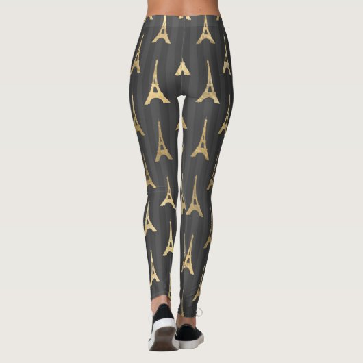 Elegant Eiffel Tower Frankrijk Geel zwart - Vertic Leggings (Achterkant)