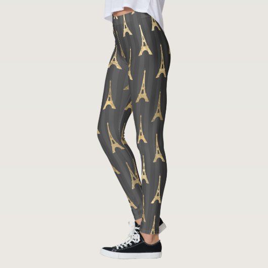 Elegant Eiffel Tower Frankrijk Geel zwart - Vertic Leggings (Links)