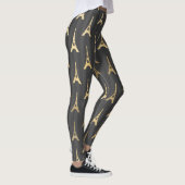 Elegant Eiffel Tower Frankrijk Geel zwart - Vertic Leggings (Rechts)