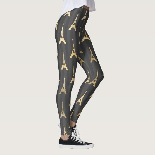 Elegant Eiffel Tower Frankrijk Geel zwart - Vertic Leggings (Rechts)