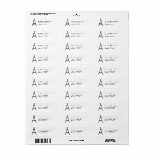 Elegant Eiffel Tower Label (Full Sheet)