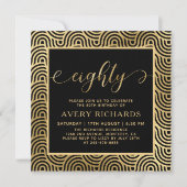 Elegant Eighty Script Zwart en Goud 80e verjaardag Kaart (Voorkant)