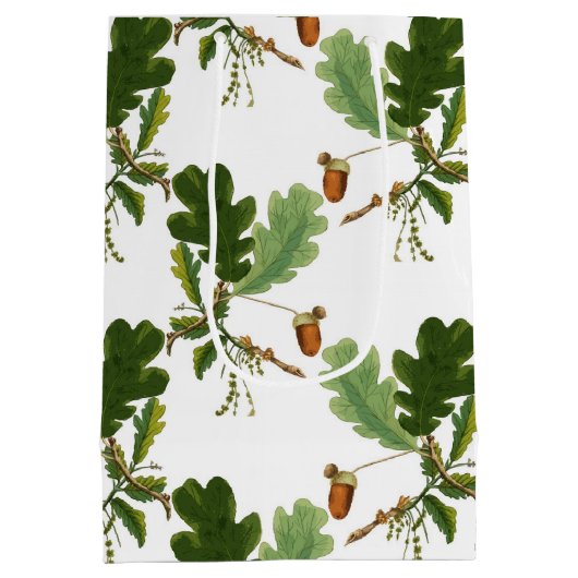 Elegant eikenblad en eikel medium cadeauzakje (Achterkant)