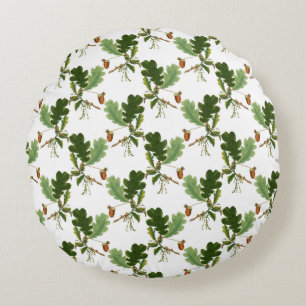 Elegant eikenblad en eikel rond kussen
