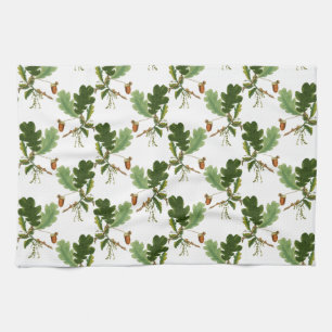 Elegant eikenblad en eikel theedoek