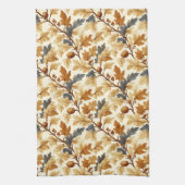 Elegant eikenblad & Pinecone Herfst Pattern Theedoek (Verticaal)