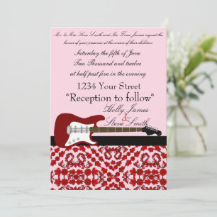 Elegant Electric Guitar Wedding Invitation Kaart