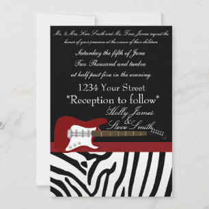 Elegant Electric Guitar Wedding Invitation Kaart