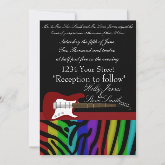 Elegant Electric Guitar Wedding Invitation Kaart (Voorkant)