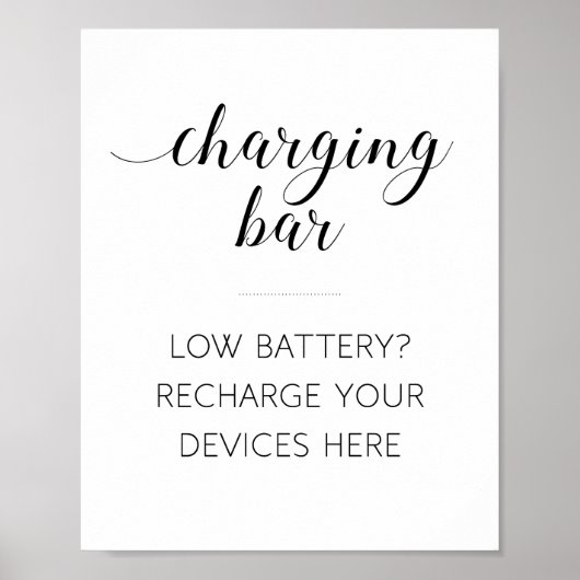 Elegant Electronics charging Wedding Sign Poster (Voorkant)