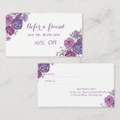 Élégant, Elégant, Blanc, Fleurs Carte de référence (Devant / Derrière)