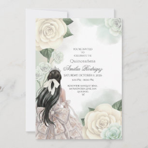 Élégant Elegant Blanc Or Quinceañera invitation