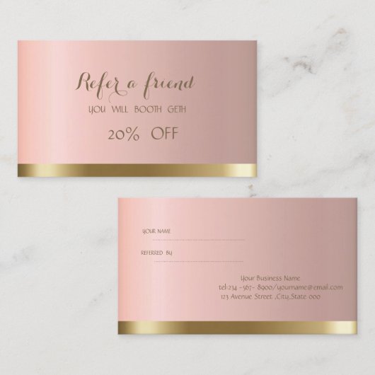 Elégant élégant chic carte de référence (Devant / Derrière)