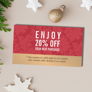 Élégant élégant Coupon de beauté en dentelle rouge