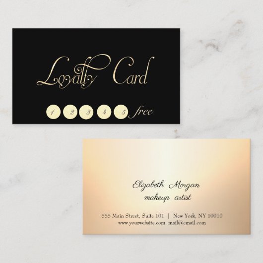 Élégant, Élégant, Lumineux, Carte Loyauté Noire (Devant / Derrière)
