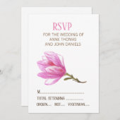 Élégant, ÉLÉGANT MARIAGE CARTE RSVP Fleur rose (Devant / Derrière)